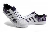 Adidas阿迪三叶草帆布板鞋 nza新款紫白格子 女