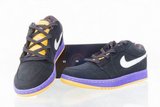 Nike耐克乔丹 一代篮球鞋黑白紫低帮 男