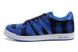 Adidas阿迪三叶草女子轻跑鞋 2010新款蓝黑格子 女