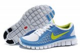 Nike耐克赤足跑鞋 2011新款free run 白蓝黄 女