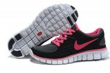 Nike耐克赤足跑鞋 2011新款free run 黑桃红 女