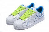Adidas阿迪三叶草贝壳头板鞋 2011新款白蓝绿 情侣