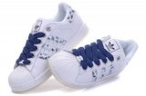 Adidas阿迪三叶草透明底板鞋 2011新款骷髅白蓝 情侣