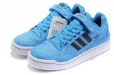 Adidas阿迪三叶草Forumlors板鞋 2011新款蓝色格子 情侣