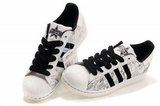 Adidas阿迪三叶草透明底板鞋 2011新款骷髅米黑 情侣