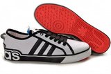 Adidas阿迪三叶草潮流帆布鞋 2011新款nza白黑 男