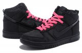 Nike耐克Dunk板鞋 2012新款高帮黑粉红 女