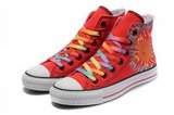 Converse匡威经典帆布 2012新款多彩太阳花高帮红彩色 女