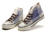 Converse匡威帆布鞋 2012新款方格撞色港版浅蓝高帮 女