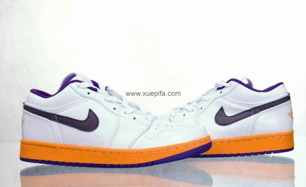 Nike耐克乔丹 一代篮球鞋紫橙黄低帮 男