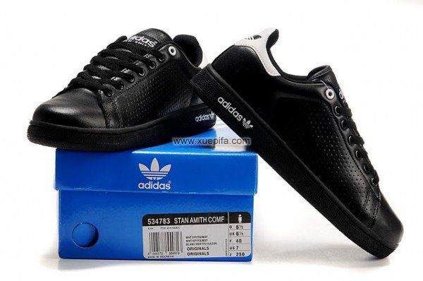 Adidas阿迪三叶草史密斯板鞋 2010新款会呼吸的鞋黑色 男