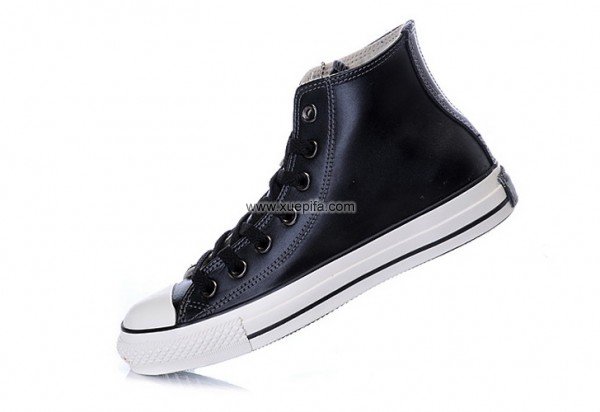 Converse匡威经典皮面 黑色高帮 情侣