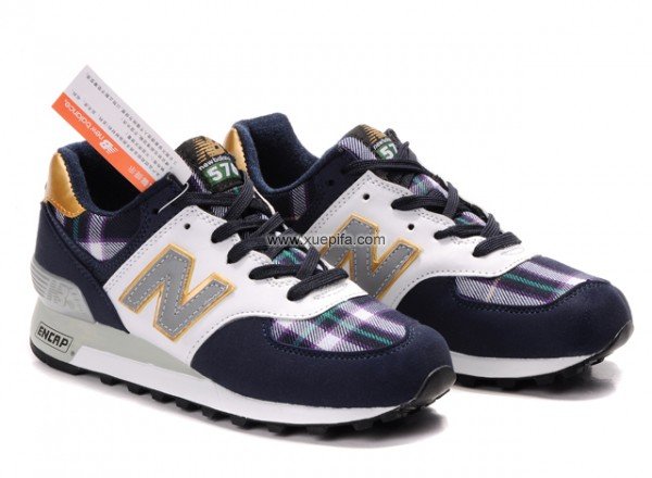 NewBalance新百伦576跑步鞋 蓝色格子布 情侣