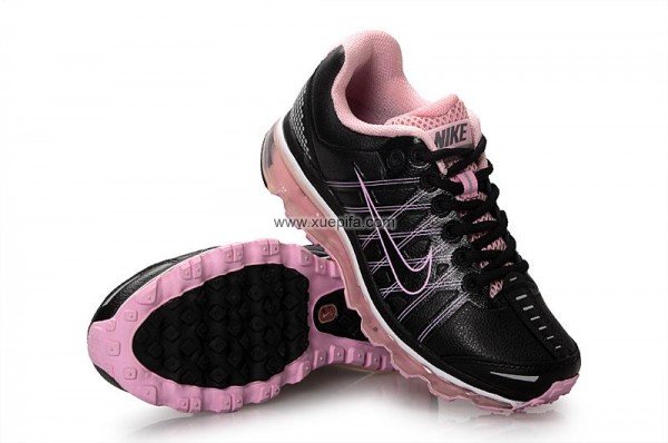 Nike耐克Air max跑鞋 2009皮面荔枝纹黑粉色 女