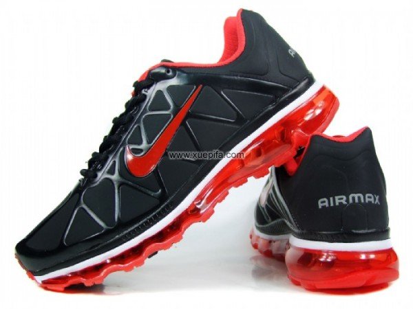 Nike耐克Air max跑鞋 2009皮面5代黑红色 男