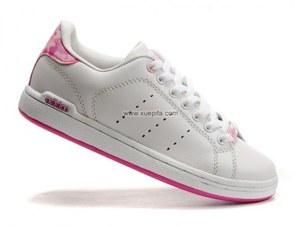 Adidas阿迪三叶草史密斯板鞋 全皮面白粉色 女