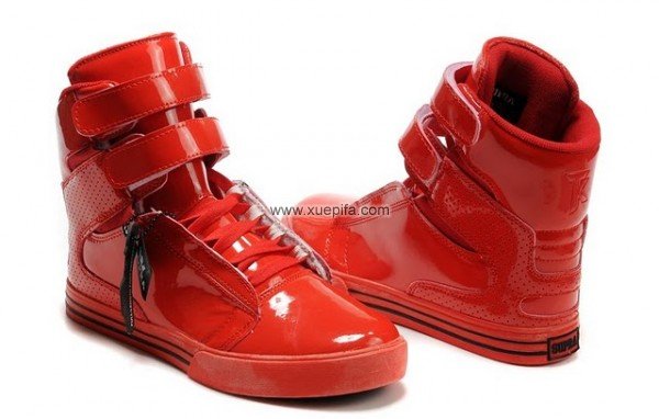 Supra滑板鞋 内增高跳舞鞋大红色高帮 情侣