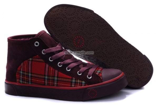 Ugg板鞋 2011新款1807羊皮毛一体保暖鞋红格 女