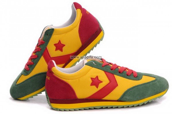 匡威休闲鞋 2010新款透气黄绿红低帮 女