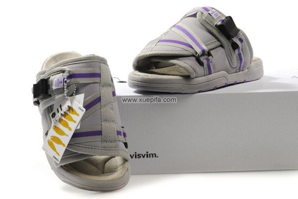 Visvim维维木陈冠希拖鞋 2011新款灰紫带 男