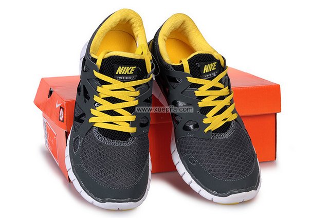 Nike耐克赤足跑鞋 2011新款free run 刘翔灰黄 男