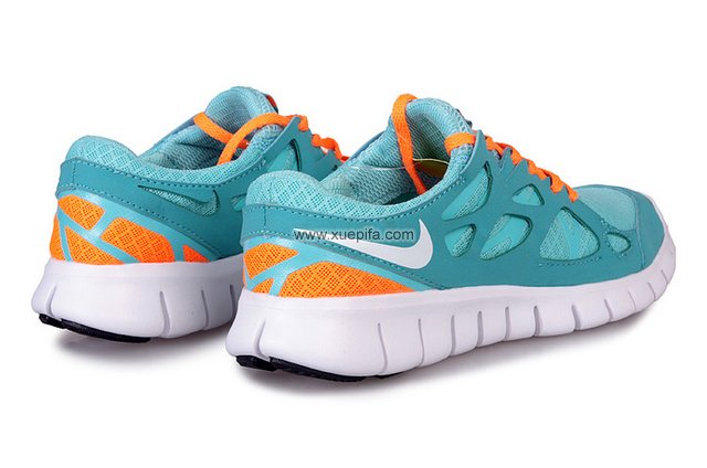 Nike耐克赤足跑鞋 2011新款free run 刘翔天蓝桔 女