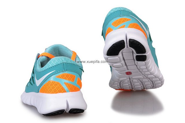 Nike耐克赤足跑鞋 2011新款free run 刘翔天蓝桔 女