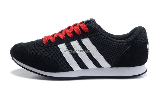 Adidas阿迪三叶草运动跑鞋 黑红色 男