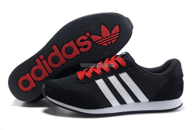 Adidas阿迪三叶草运动跑鞋 黑红色 男
