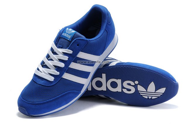 Adidas阿迪三叶草运动跑鞋 蓝色 男