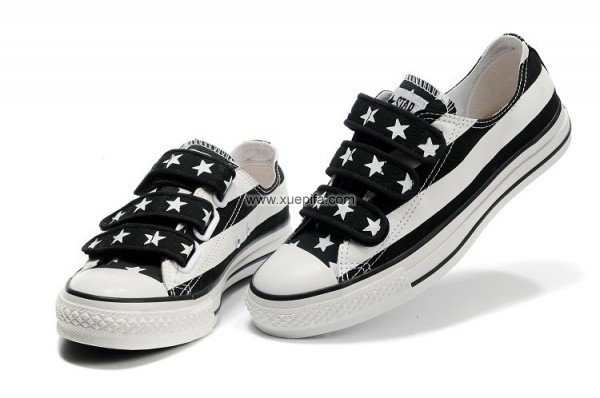 Converse匡威海外版 2011新款韩版美国魔术贴黑白低帮 情侣