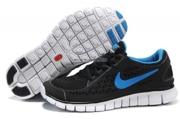 Nike耐克赤足跑鞋 2011新款free run 黑蓝 男