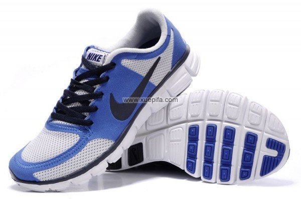 Nike耐克赤足跑鞋 7.0网布透气蓝黑 男