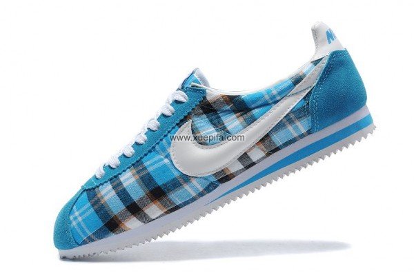 Nike耐克阿甘鞋 2011新款格子深蓝白 情侣