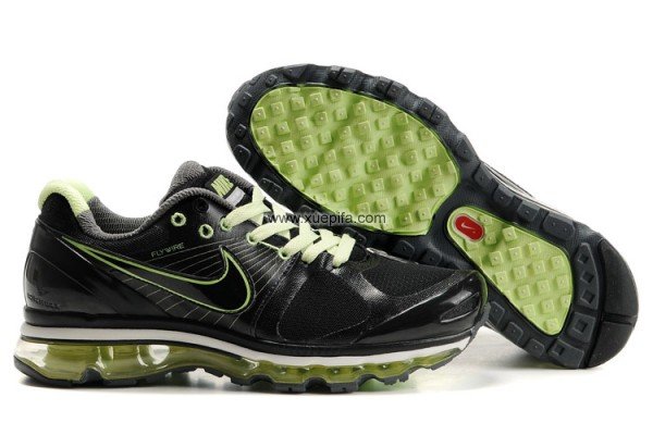 Nike耐克Air max跑鞋 09全掌气垫4代黑绿 男