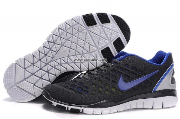 Nike耐克赤足跑鞋 free run 2012羽毛球鞋深灰蓝 男