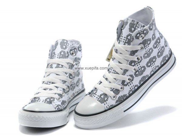 Converse匡威经典帆布 2011新款骷髅之心白高 情侣