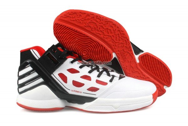 Adidas阿迪罗斯篮球鞋 adizero rose 2.0白黑红 男