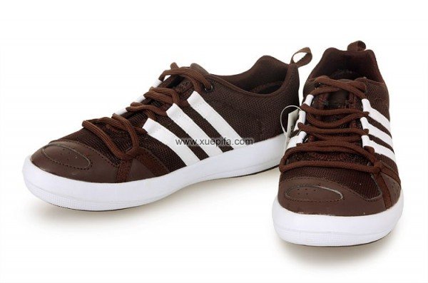 Adidas阿迪三叶草透气休闲鞋 2011新款0978沙滩鞋棕白 男