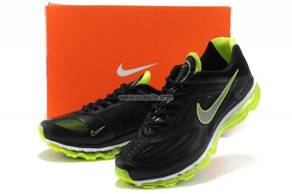 Nike耐克Air max跑鞋 09 9代网面气垫透气黑荧光绿 男