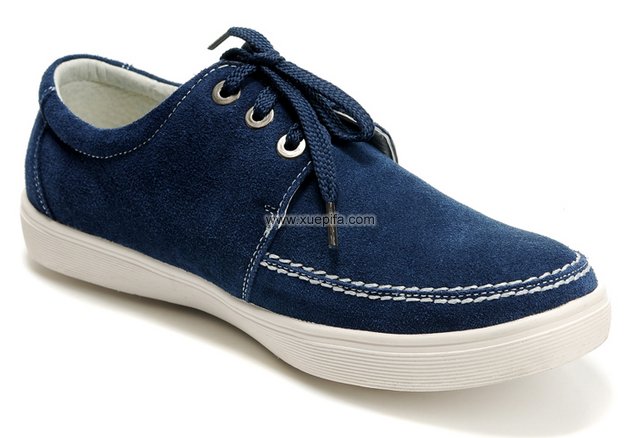 爱步休闲鞋 头层牛皮深蓝色 男