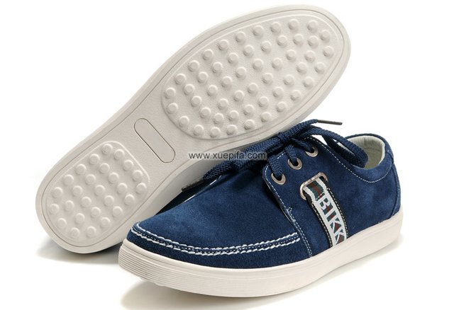 爱步休闲鞋 头层牛皮深蓝色 男