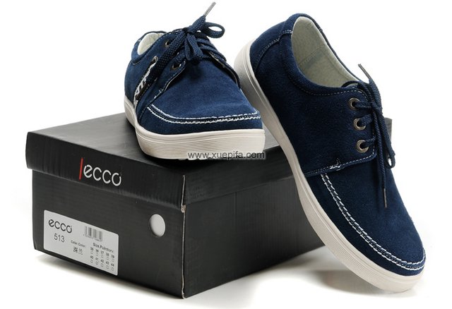 爱步休闲鞋 头层牛皮深蓝色 男
