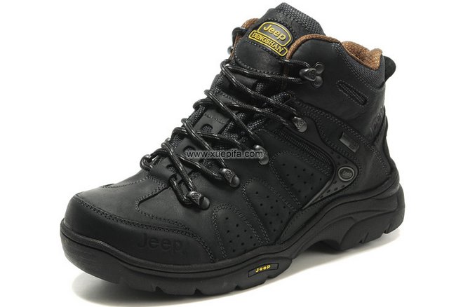 吉普登山靴 疯马皮防水袜套黑色 男