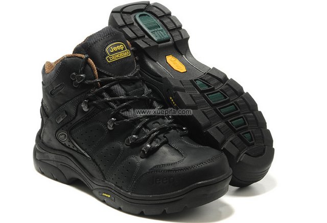 吉普登山靴 疯马皮防水袜套黑色 男