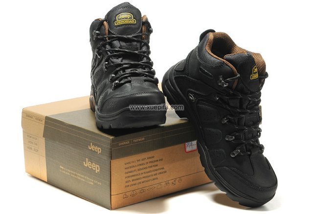 吉普登山靴 疯马皮防水袜套黑色 男