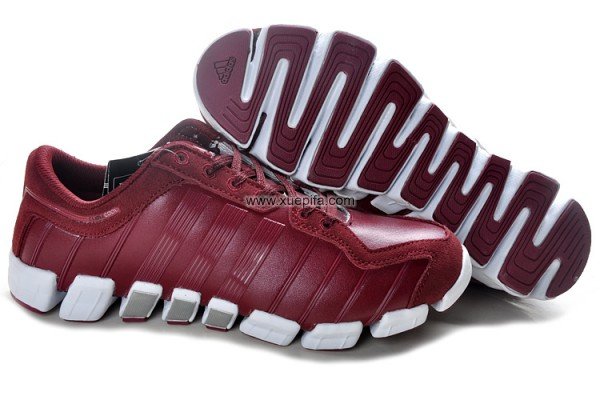 Adidas阿迪毛毛虫跑鞋 2011新款反毛皮酒红白 男