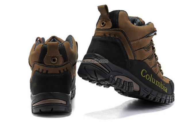 哥伦比亚登山靴 头层牛皮卡其 男