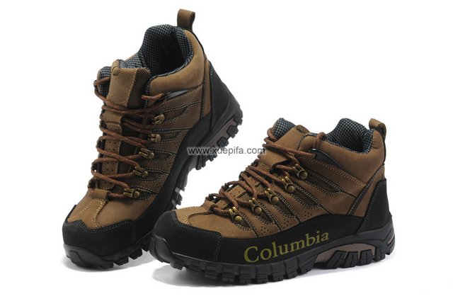 哥伦比亚登山靴 头层牛皮卡其 男