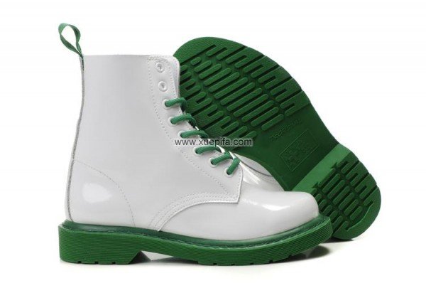 Dr. Martens马丁潮靴 2011新款漆光面头层皮白绿 男女